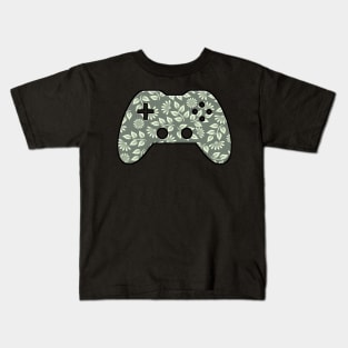 Flower Plant Leaf Pattern - Gaming Gamer Abstract - Gamepad Controller - Video Game Lover - Graphic Background Kids T-Shirt